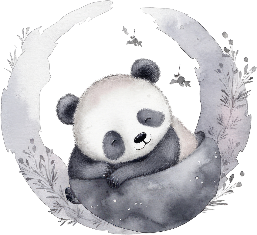 Watercolor Night Panda Cutout